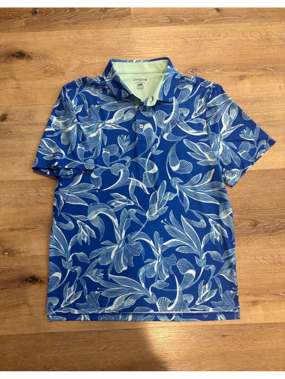 Good Good Golf Lush Leaves Men’s Large Performance Golf Polo